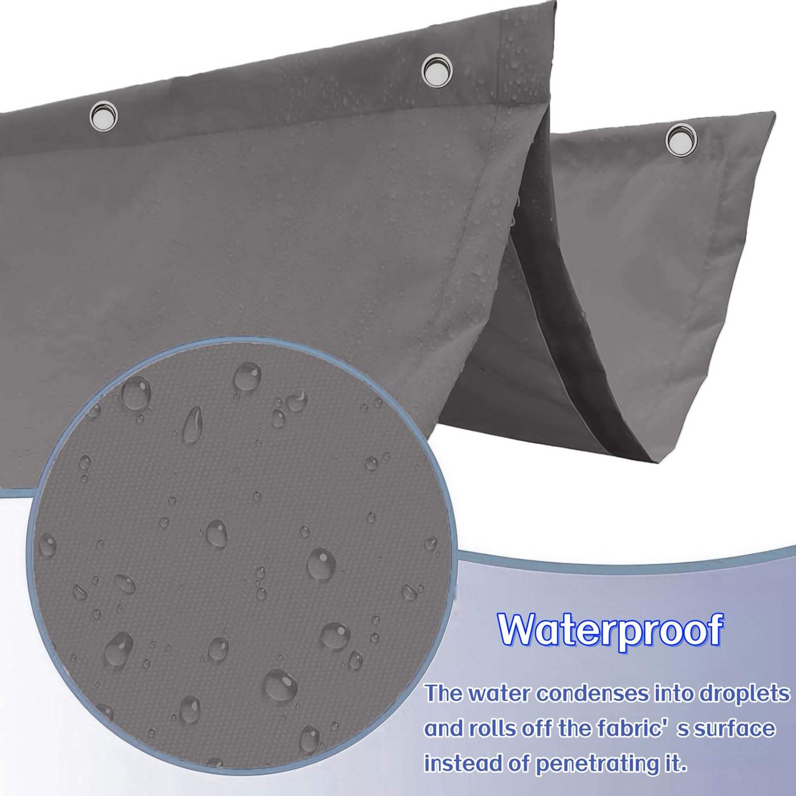 Einziehbar Welle Sonnensegel Verstellbar 100 x 400 cm Sonnenschutz Wasserdicht Verstellbar Welle Markisenstoff Inkl. Befestigungsseilen für Balkon Terrasse Garten Pool Camping, Dunkelgrau