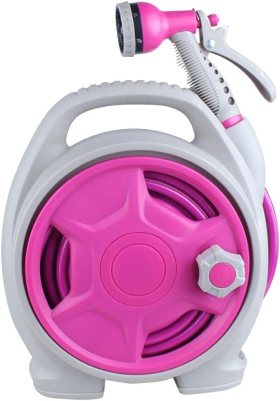 Jvfbjlf Rose Garden Hose Reel 15M 50Ft Garden Watering Tool Set, Outdoor Hose Reel Cart With Hose And 6 Pattern Nozzle(Rose)