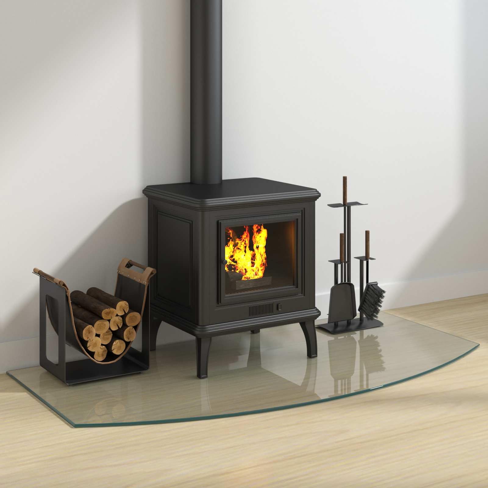 Gecheer Tempered Glass Fireplace Plate 8mm Clear Transparent Floor Protector for Living Room Hearth Area 353885