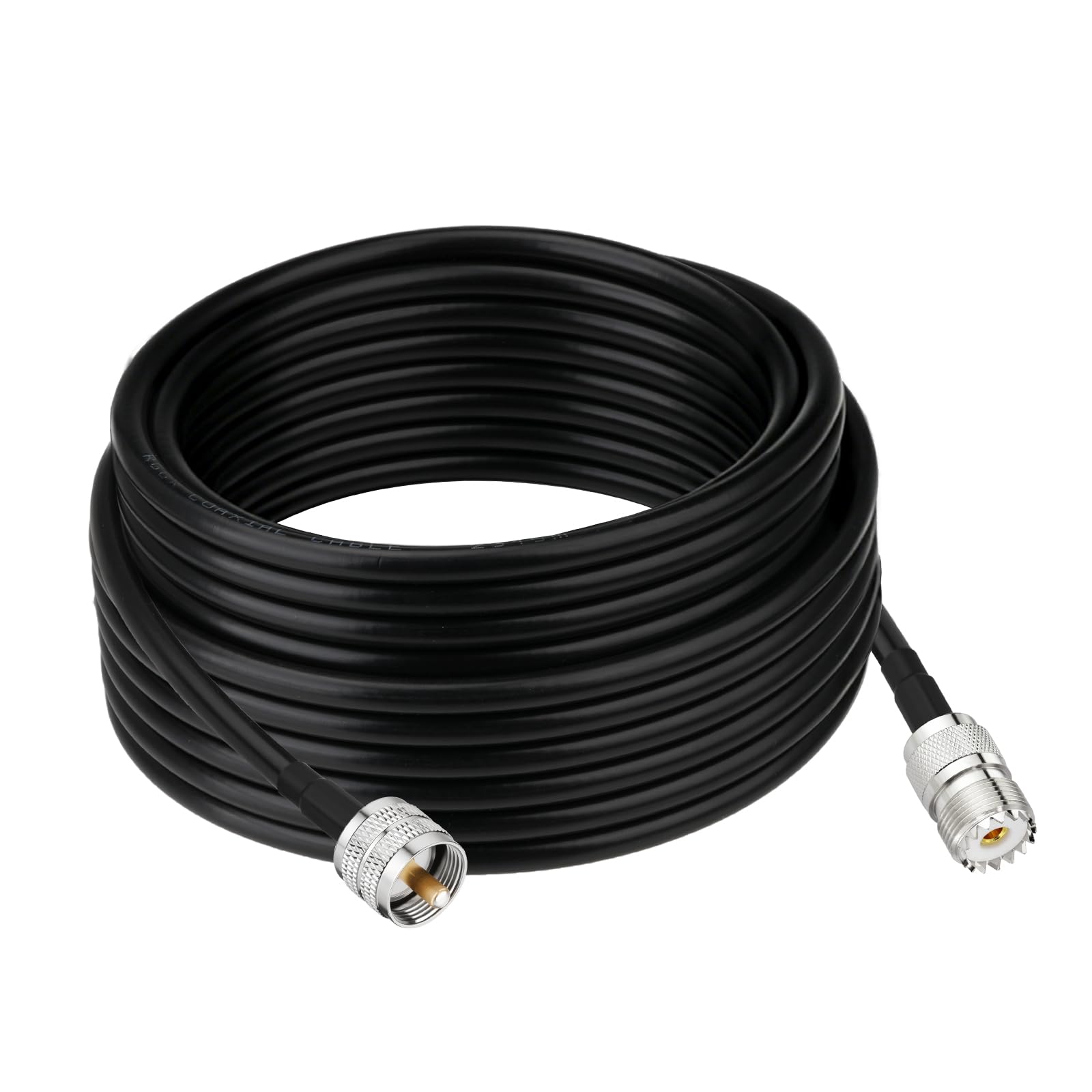 Superbat Câble coaxial CB PL-259 UHF 9,1 m, RG8x PL-259 UHF mâle vers femelle à faible perte d'antenne pour radio AMM, analyseur d'antenne, charge factice, compteur SWR