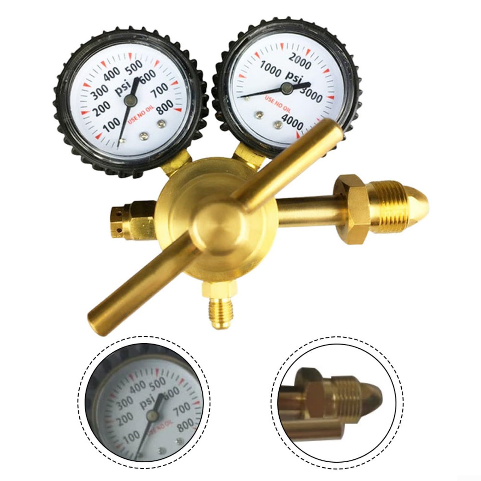 Regolatore di pressione di azoto in ottone G5/8 filettatura esterna Riduttore di pressione con manometro 1-200 bar ingresso 1-60 bar uscita