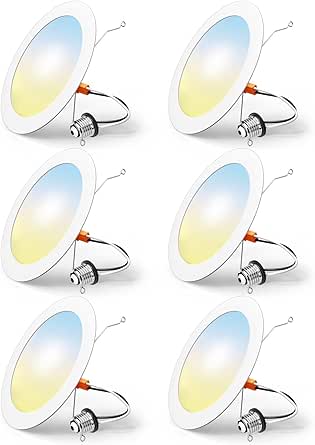 FREELICHT 6 Pack Retrofit LED Recessed Lighting 6 Inch, 5CCT, White