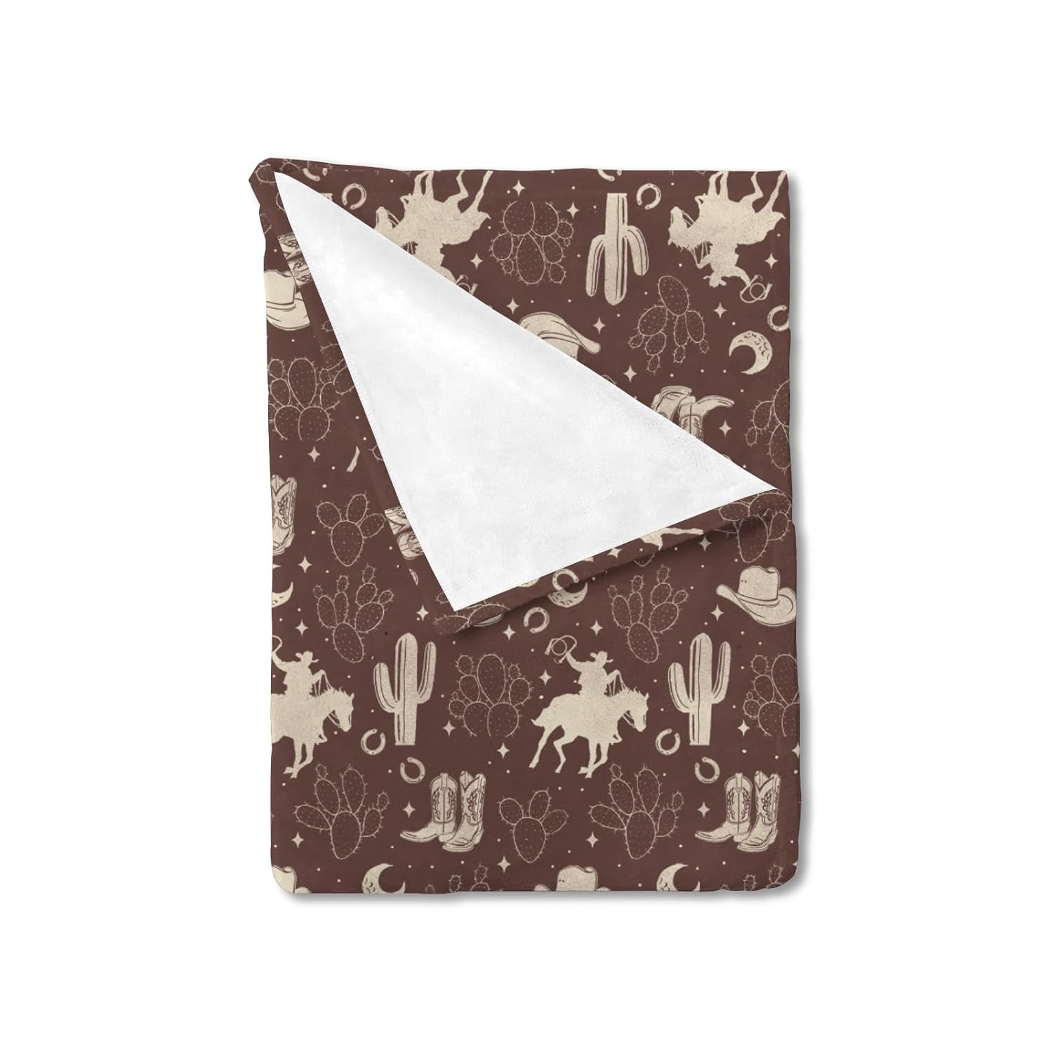 Vintage Western Cowboy Baby Blanket for Boys Cowboy Horse Boots Hat Cactus Moon Flannel Soft Swaddle Blanket Wild Plants Receiving Blankets Newborn Infant Nursery Toddler Crib Bed Blankets 40x50