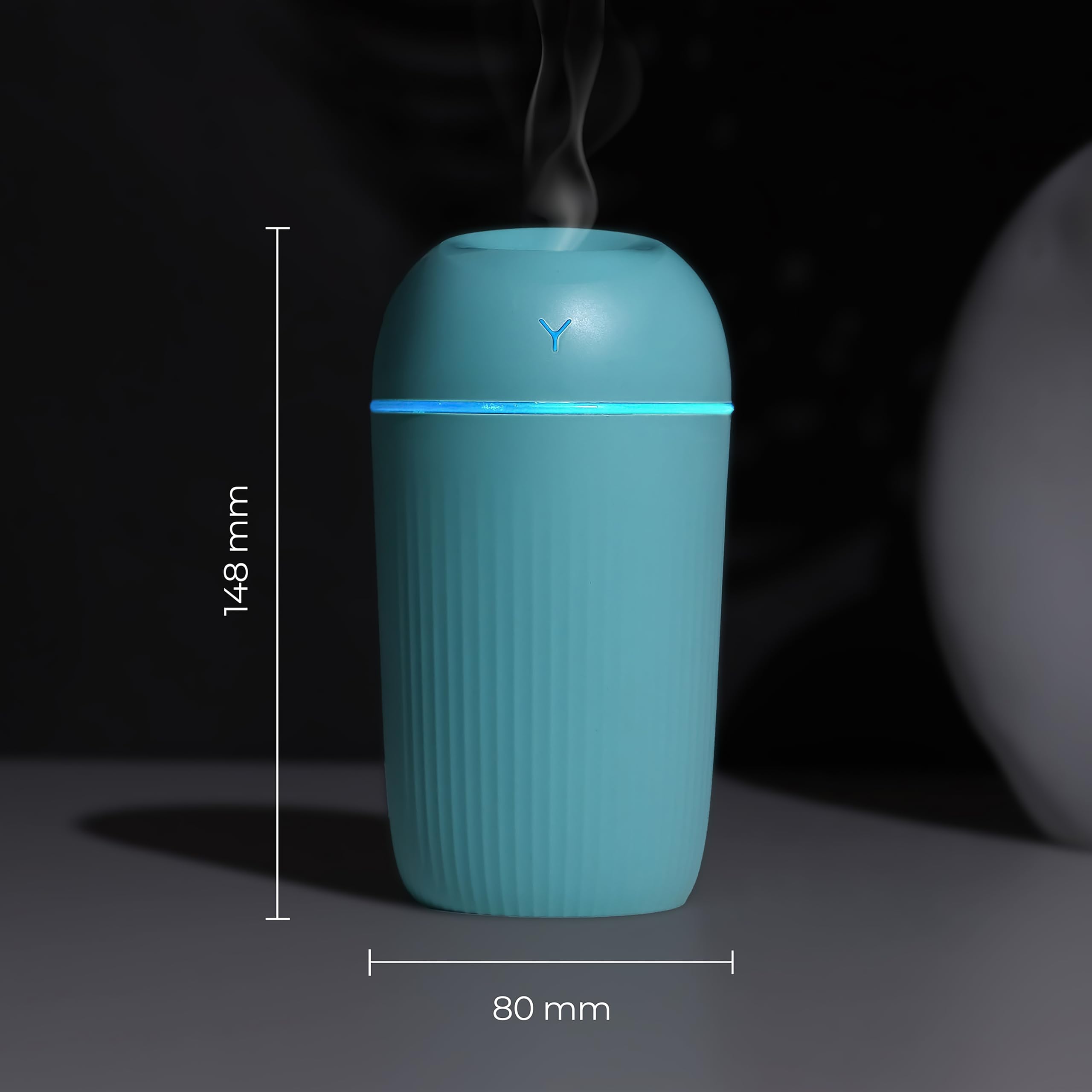 mobigon Wood Cool Mist Ultrasonic Humidifier for Room Moisture, Aroma Diffuser for Home, 400ml Essential Oil Diffuser with 7 Colorful Night Light, Auto Shut-Off, Home, Office, (Turquize)