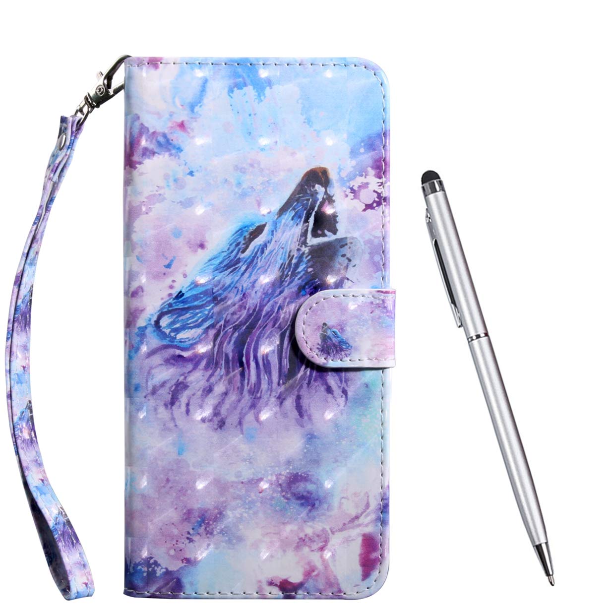 TOUCASACase for Galaxy Note 10 Plus, [3D Glitter] Bookstyle Wallet Case Retro Luxury Premium PU Leather Shockproof Flip Magnetic Kickstand Card Slots Folio Protection Case (Wolf)