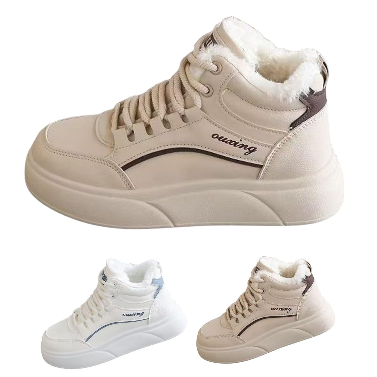 Chaussures d'hiver pour femme - Bottines doublées - Élégantes - Antidérapantes - Bottes de neige hautes - Chaussures de trekking - Hauteur cheville - Bottes d'hiver légères - Chaussures d'extérieur