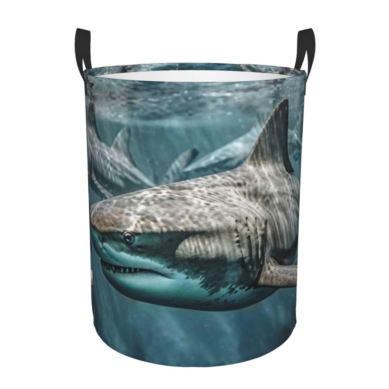 Laundry Basket Large Collapsible Laundry Hamper with Handles Several Sharks in the Ocean Laundry Basket Waterproof Freestanding Dirty Clothes Hamper for Bedroom Bathroom Dorm