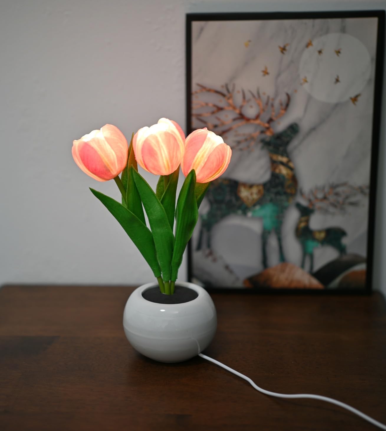 Tulip Lamp Lights, Artificial Flower Light Table Lamp Desk Lamp Led Tulip Night Light with Vase for Women's Gift Home Living Room Desktop Decor Home Decor