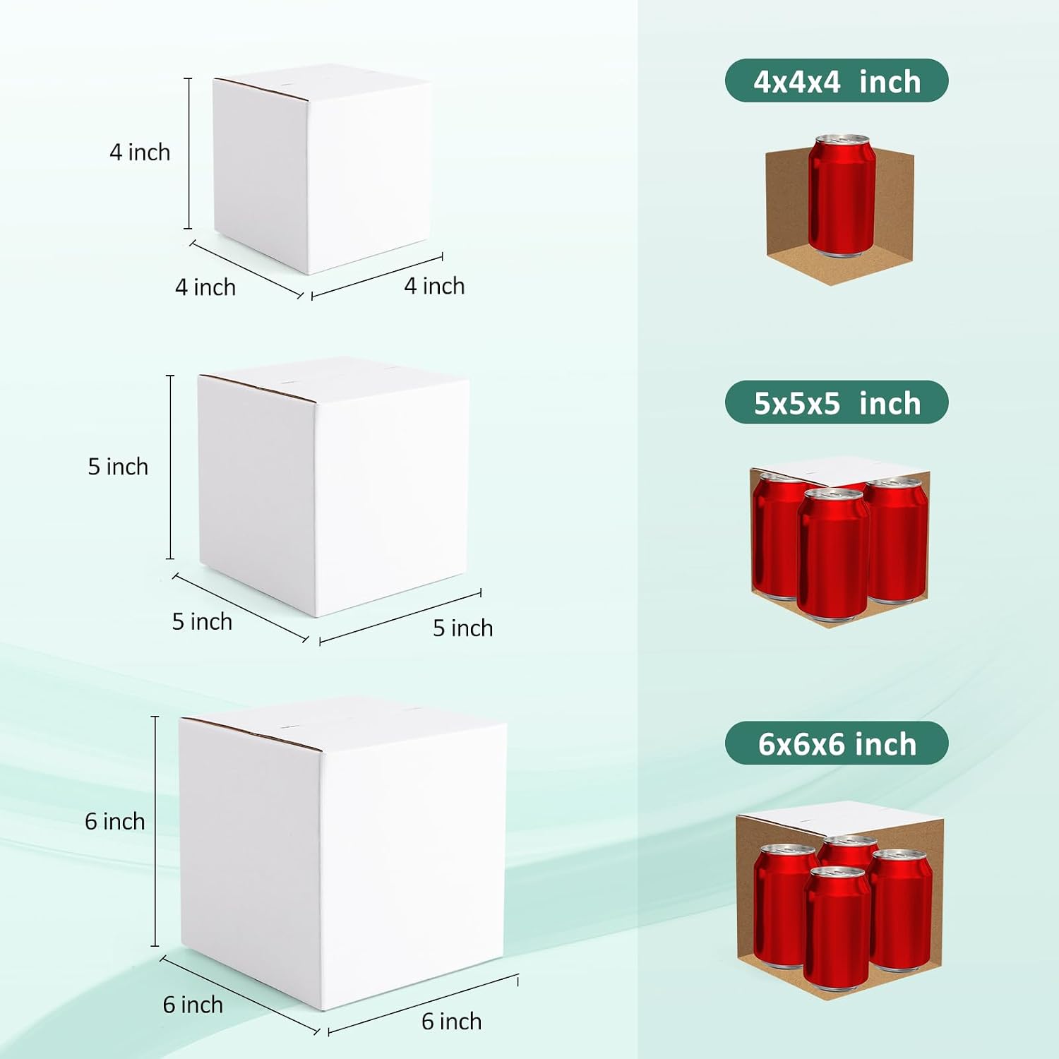 eupako 30 pack small shipping boxes assorted sizes, 4x4x4 & 5x5x5 & 6x6x6 10 pcs each small boxes, white corrugated box mailers, cardboard boxes for packaging small business, mailing 4x4x4 & 5x5x5 & 6x6x6 inches white