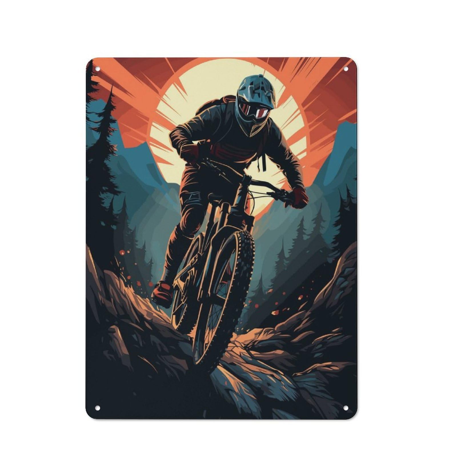 Junmoney Mountainbike Mountainbiker Metal Wall Sign 40X30cm Featuring For Pub Or Café, For Kitchen, Dining Room And Home Bar Wall Decor