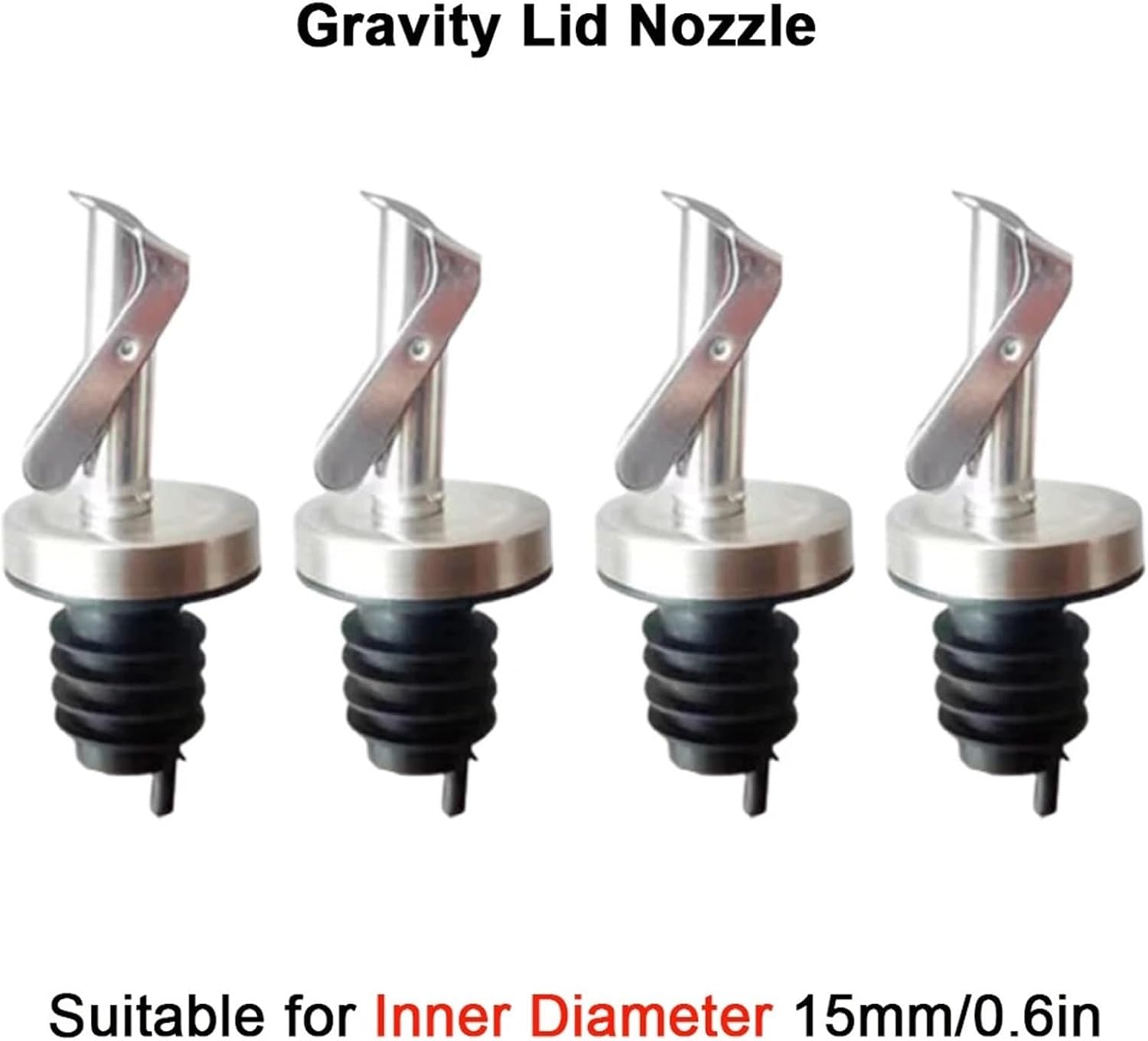 Silicone Wine Stoppers, 10pcs Stainless Steel Automatic Closure Oil Bottle Stopper Lid Nozzle Wine Pourer Sauce Liquor Dispenser Leak-Proof Cap For Keeping Champagne Fresh