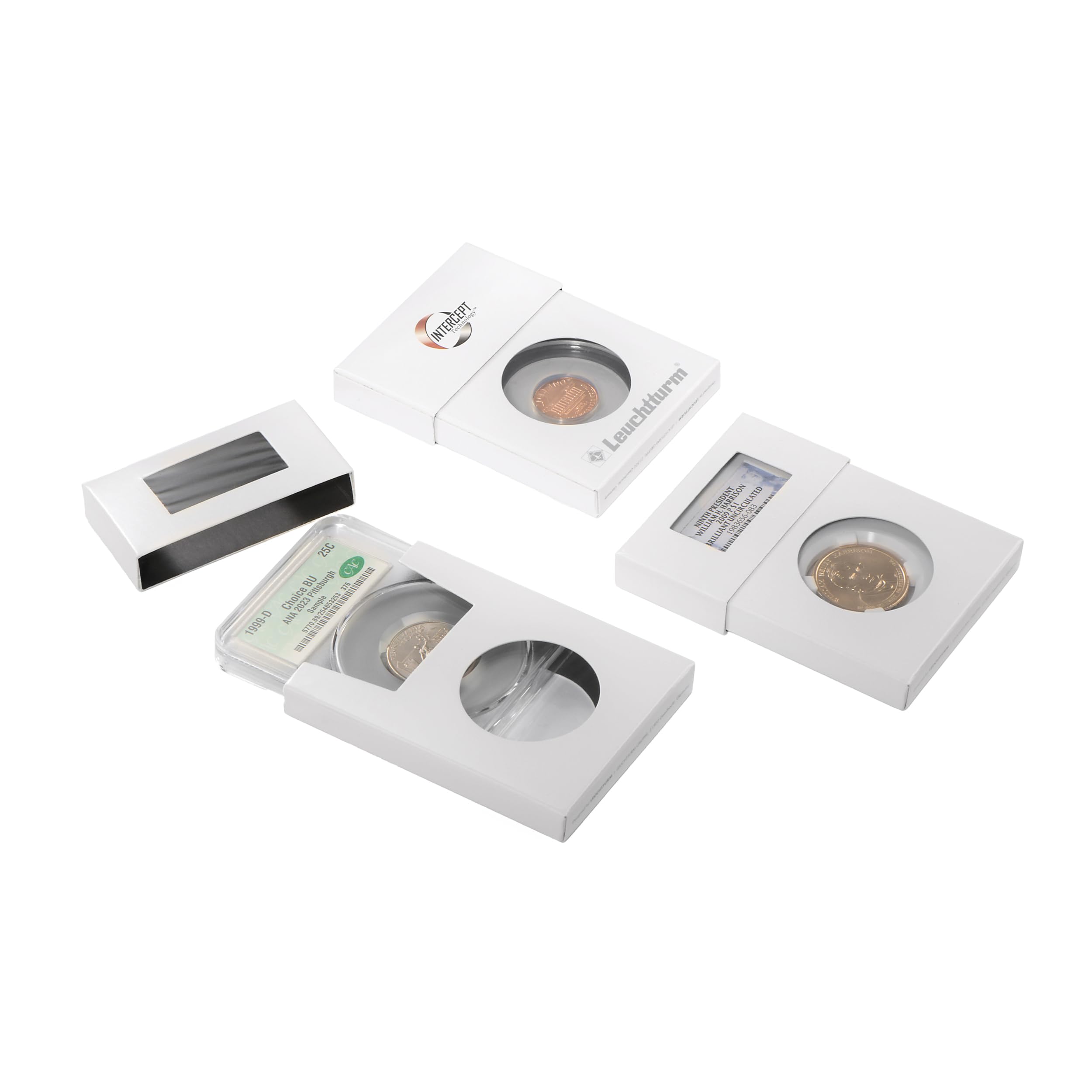 LIGHTHOUSE - Pack of 5 Single Slab Storage Boxes - Compatable with PCGS, NGC, ANACS with INTERCEPT Technology Corrosion Protection (2 5/8" x 1/2" x 3