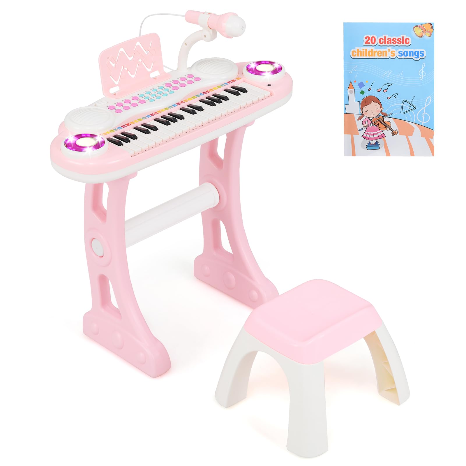 Amazon.com: HONEY JOY Pink Kids Piano, 37-Key Kids Keyboard Piano
