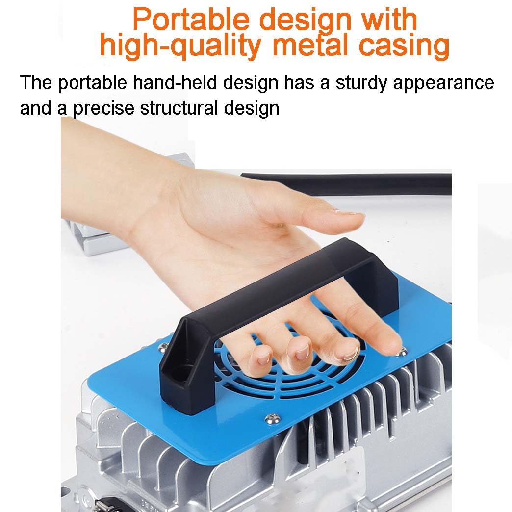 Caricabatterie al piombo acido 50A, impermeabile IP67, con spegnimento automatico, caricabatterie rapido con maniglia portatile per carrelli elevatori elettrici, spazzatrici, carrelli da golf, ATV