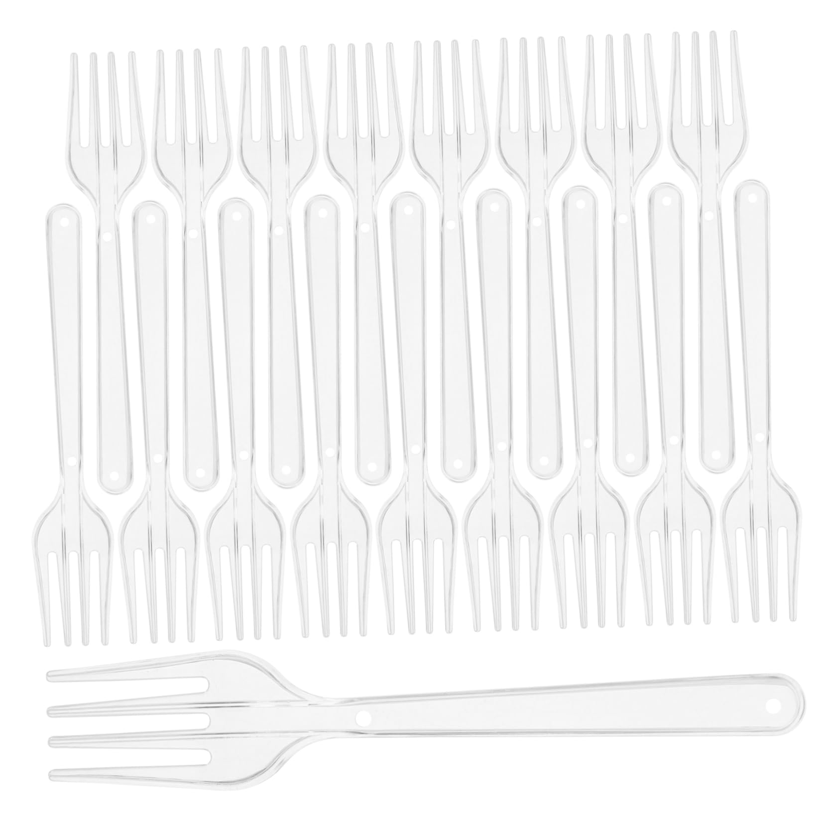 PACKOVE 100pcs Transparent Forks Heavy Duty Plastic Cutlery for Parties Events Catering and Daily Use Convenient Dinnerware for Steak Fruits and Desserts