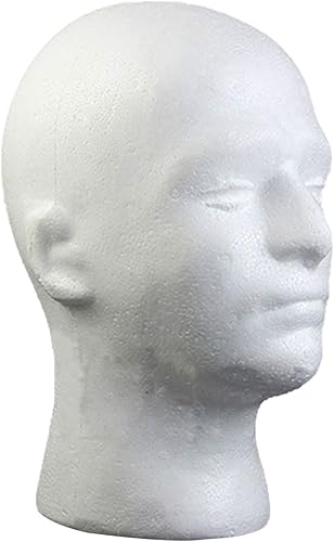 Modelo de cabeza masculina, maniquí de espuma, modelo de cabeza, peluca, sombrero, maniquí de espuma, color blanco (estilo 3)