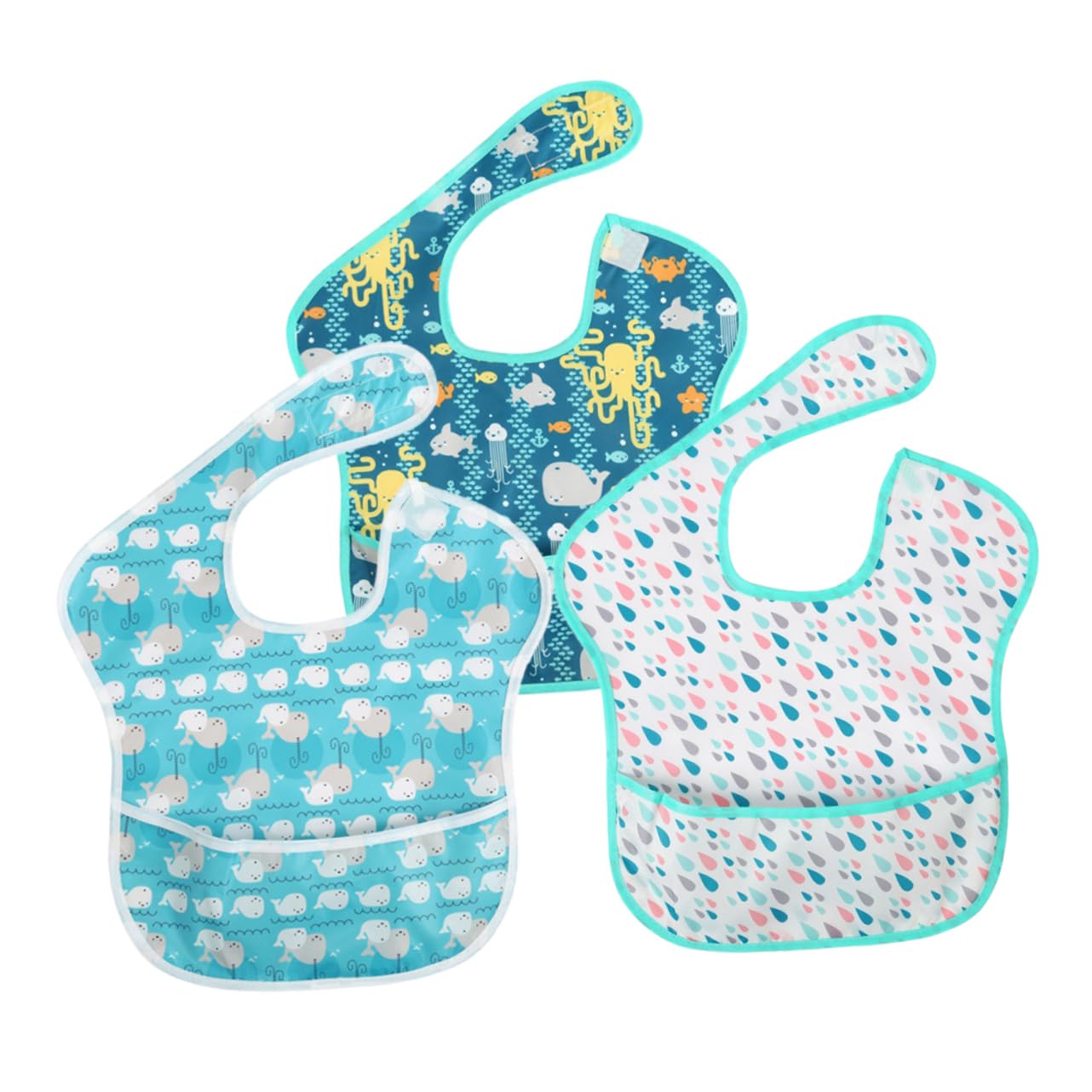 ibasenice 9stücke Teiliges Lätzchen Wasserdichtem Material Mit Cartoon-muster Kleiner Oktopus Kleine Regentropfen Kleiner Wal Spucktuch Für Neugeborene Und Kleinkinder Einfach Anzulegen