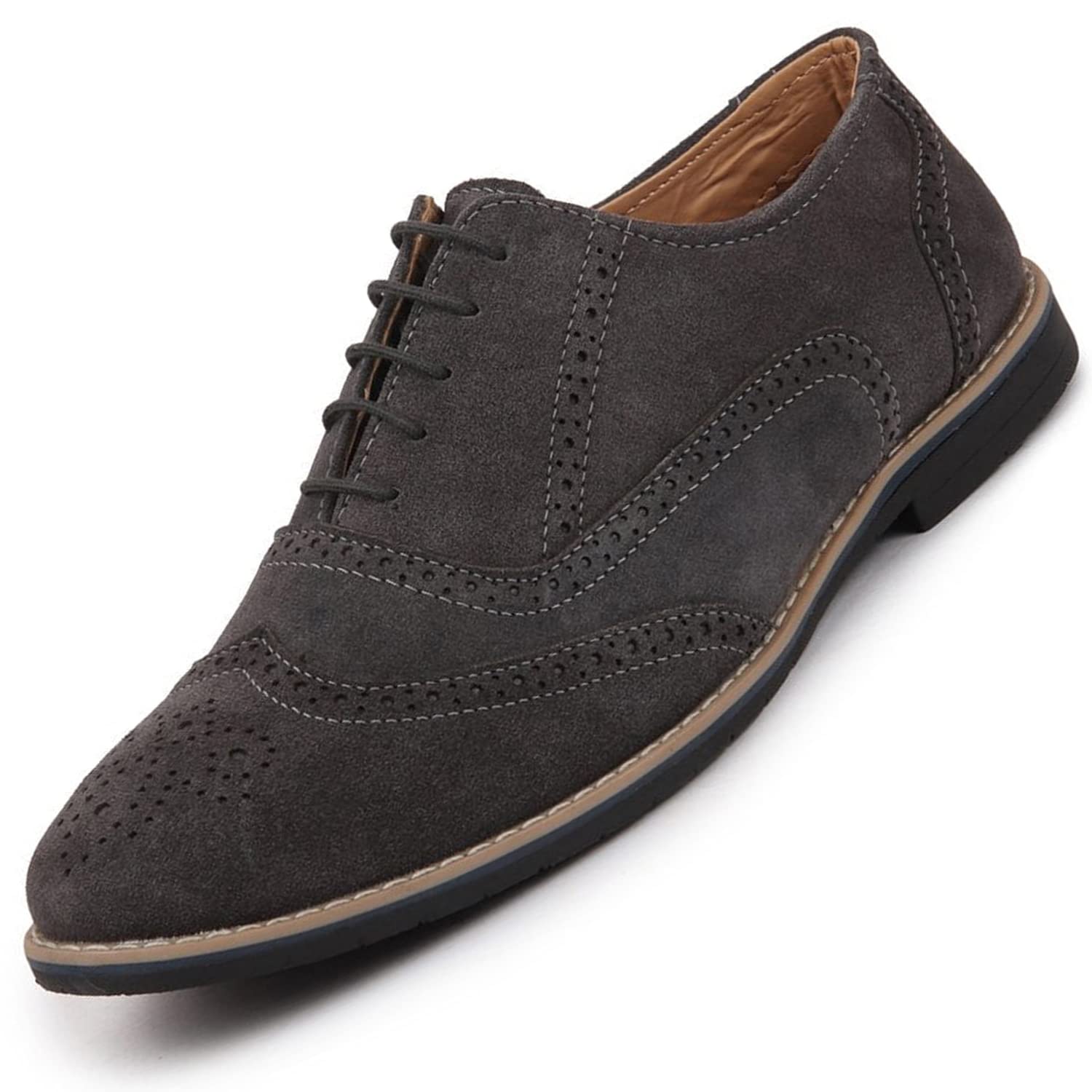FAUSTO FST KI-9990 GREY-40 Mens Grey Suede Leather Brogue Shoes with TPR Welted Sole (6 UK) (B0989V255D) Amazon Price History, Amazon Price Tracker