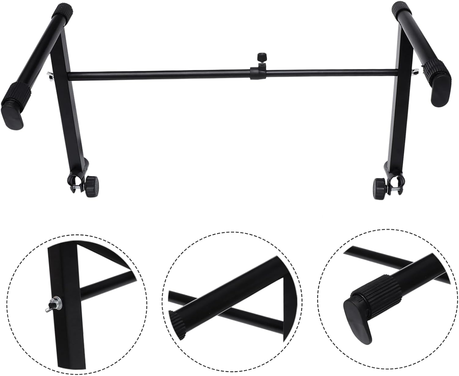 Garneck Height-Adjustable Double Electronic Keyboard Stand Sturdy Two-Tier Piano Rack for Digital Pianos Portable Music Stand Lockable Straps Random Style