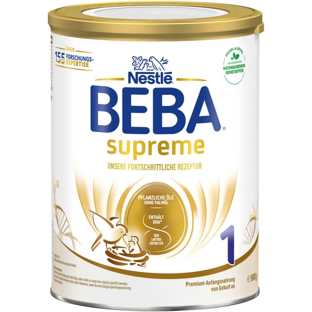 BEBA SUPREME 1 Anfangsmilch von Geburt an, Babynahrung , nur Laktose, ohne Palmöl, 6er Pack (6 x 800g)