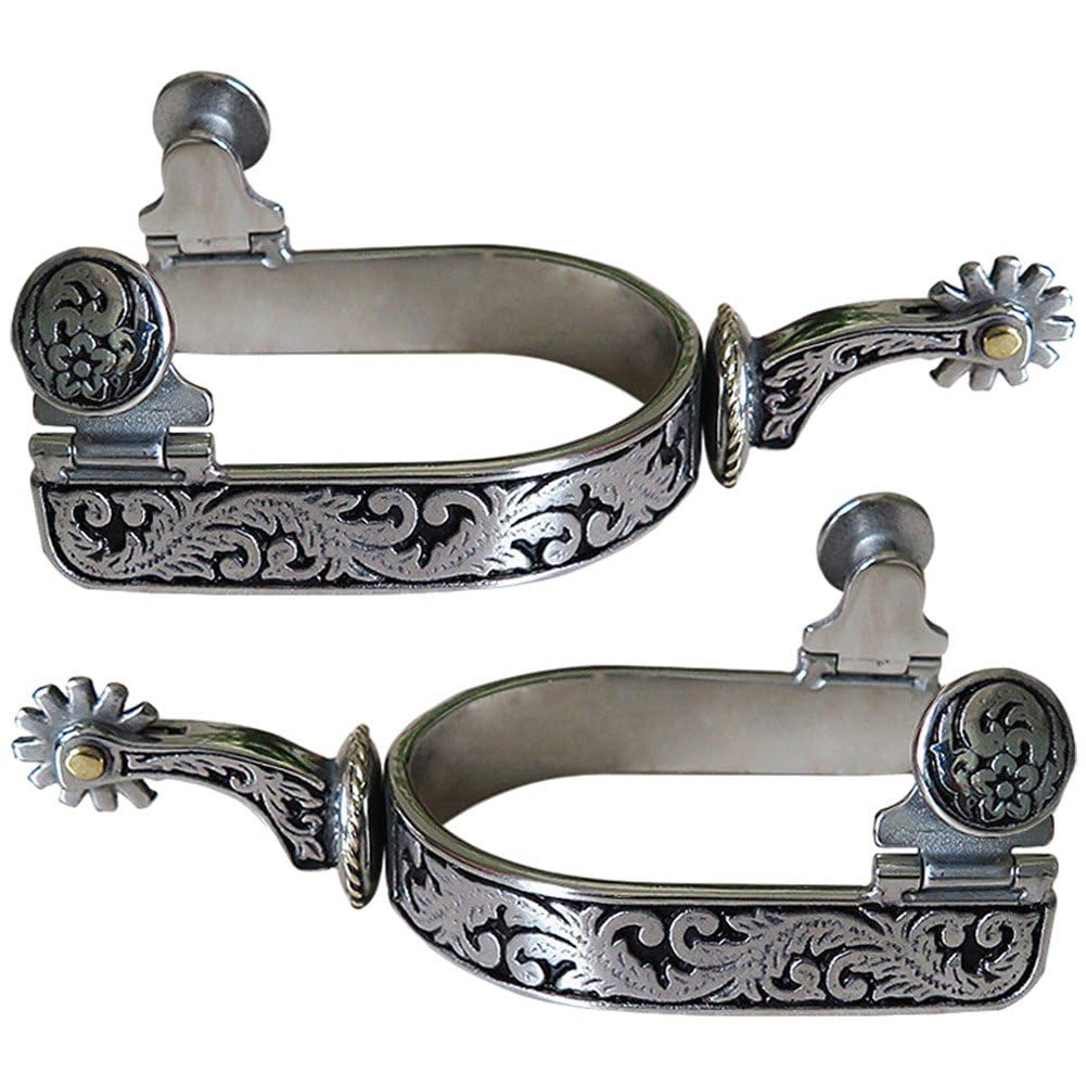Fituenly Horse Spurs Western Cowboy Spurs Stainless Steel Horse Spurs for Equestrian Competition Entertainment Training Accessories