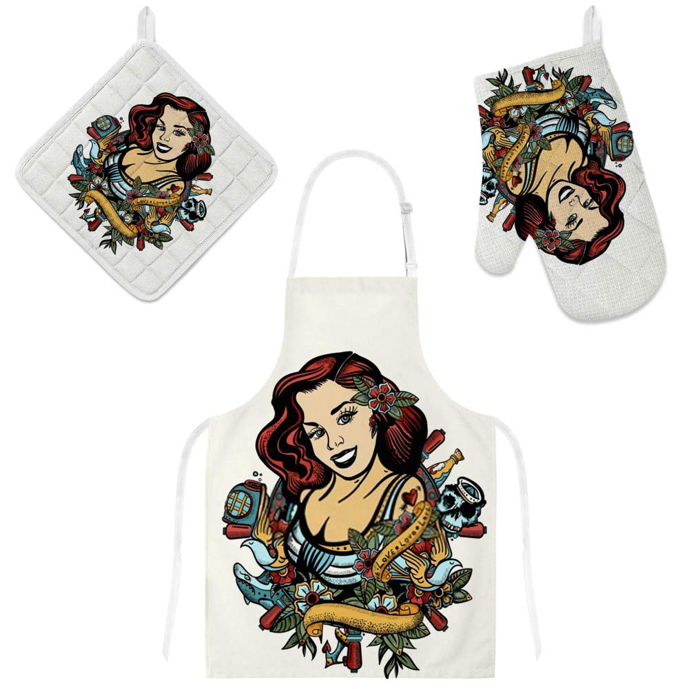 Tabliers de cuisine style tatouage marin pour moments de complicité en cuisine et barbecue