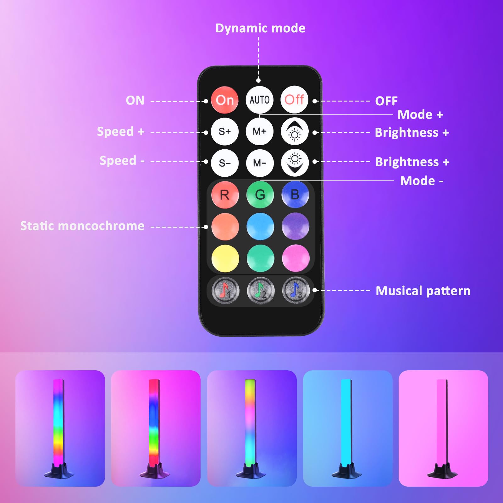 Smart LED Light Bars, Led TV Retroilluminazione Intelligente, Lampada RGB Torre di Illuminazione, Intelligente Arcobaleno con APP e Telecomando per PC, TV, Sala Giochi e Case Copmuter (32CM180°)