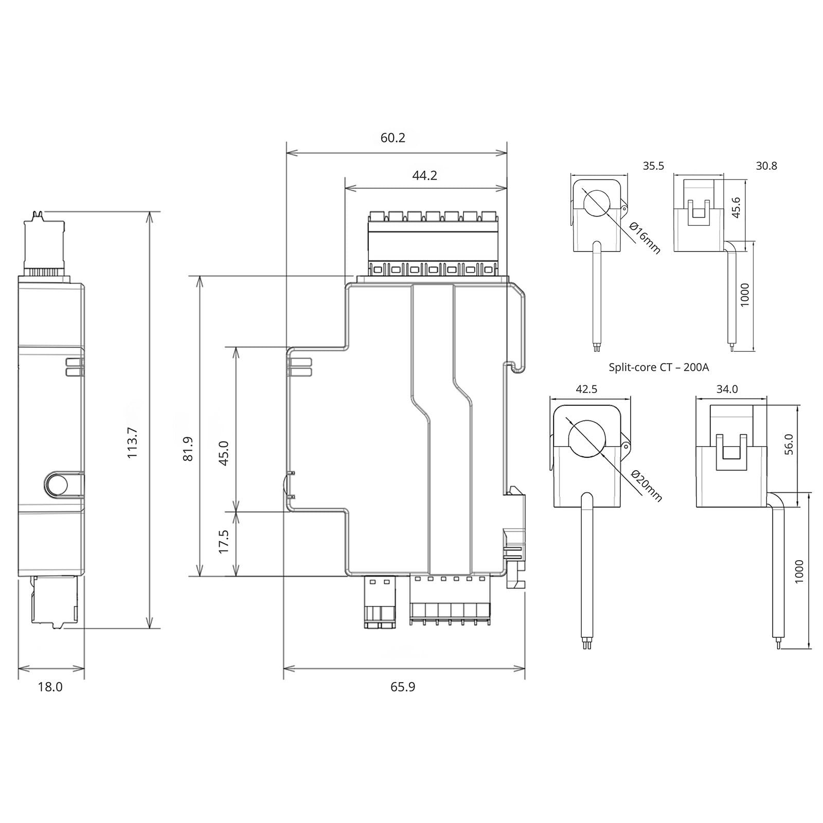 Yasorn Medidor de Energía Wi‑Fi 3 Fases 3×80A, Monitor Inteligente de Consumo y Potencia, Medición en Tiempo Real vía App Smart Life/Tuya, Montaje en Carril DIN, Compatible Alexa & Google
