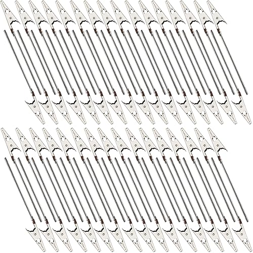 GXXMEI 100PCS Metal Wire Alligator Clamp, 4'' Long-Tailed Alligator Iron Clip, Stand Photo Holder Stand Memo Clip