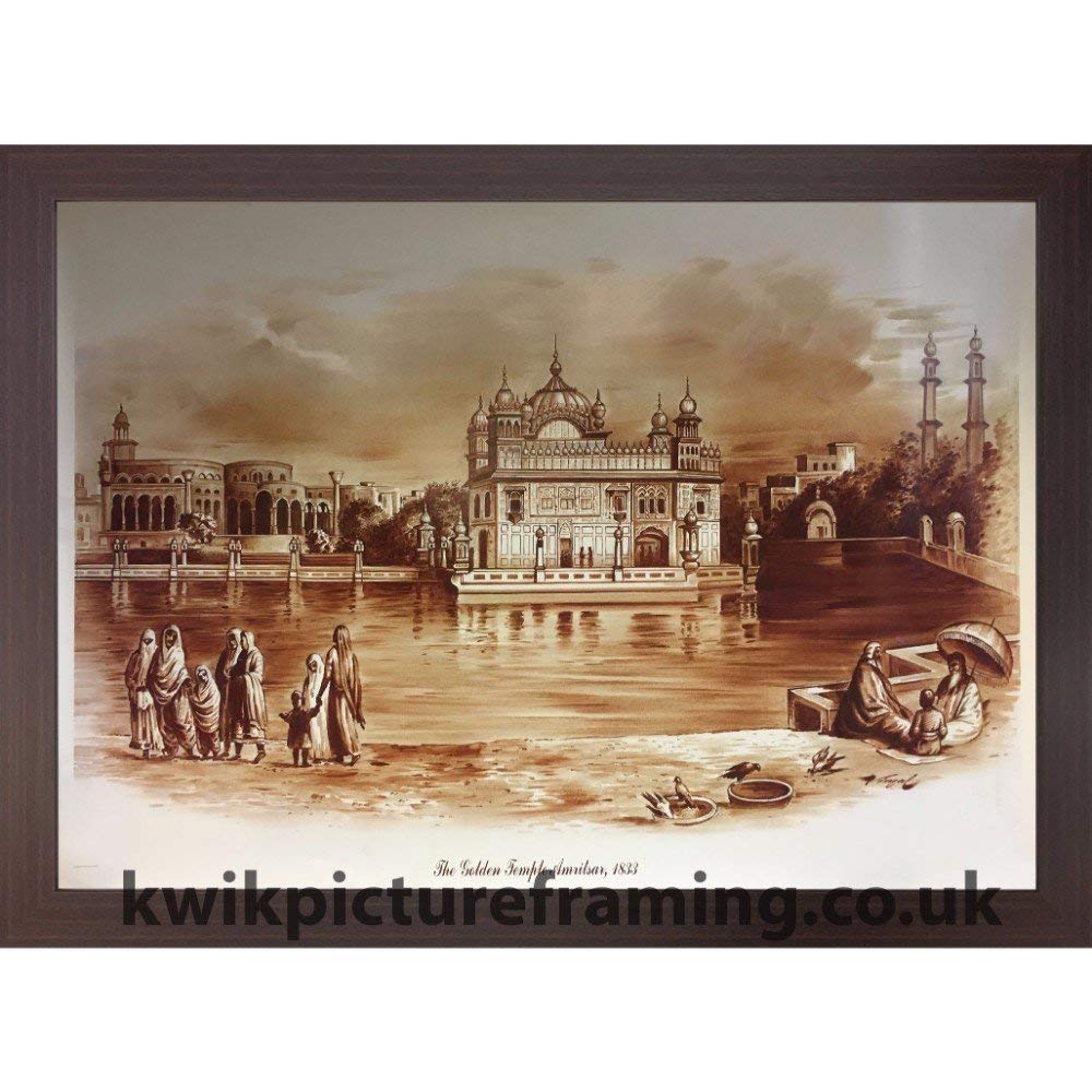 Kwik Picture Framing Ltd Mahogany Large Harmandir Sahib Golden Temple Amritsar Punjab India Original Print Photo Picture Framed - 40 X 29 | Frame