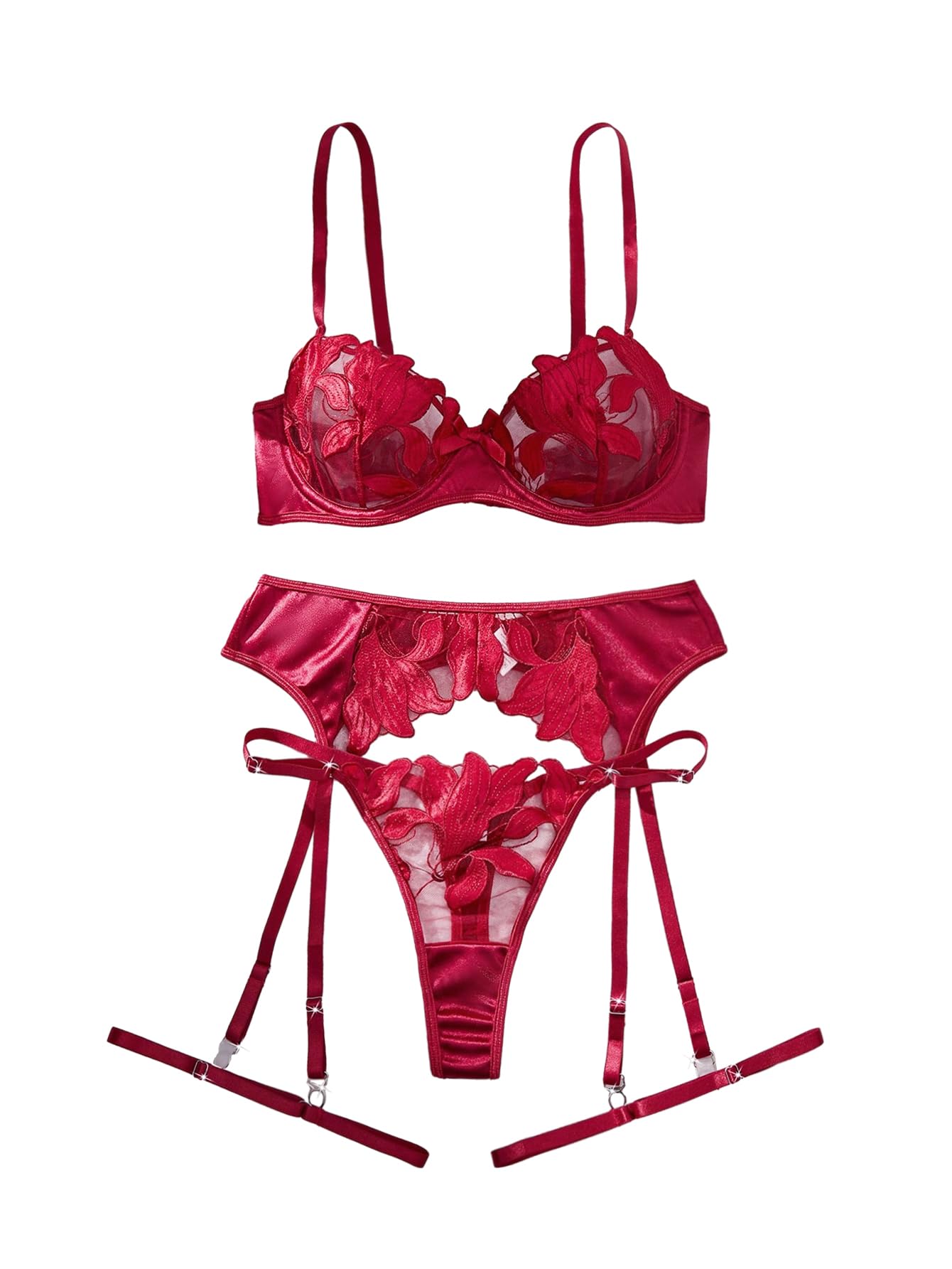 Lilosy Sexy Lingerie Set 3 Piece Women Outfit Bra and Panty