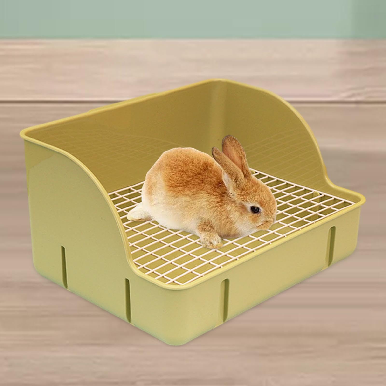 Caja de Arena para Conejos, Bandeja de Arena esquinera, Jaula para Inodoro, Caja de Cama, Inodoro para Mascotas para Hurones y, Malla de Acero Verde