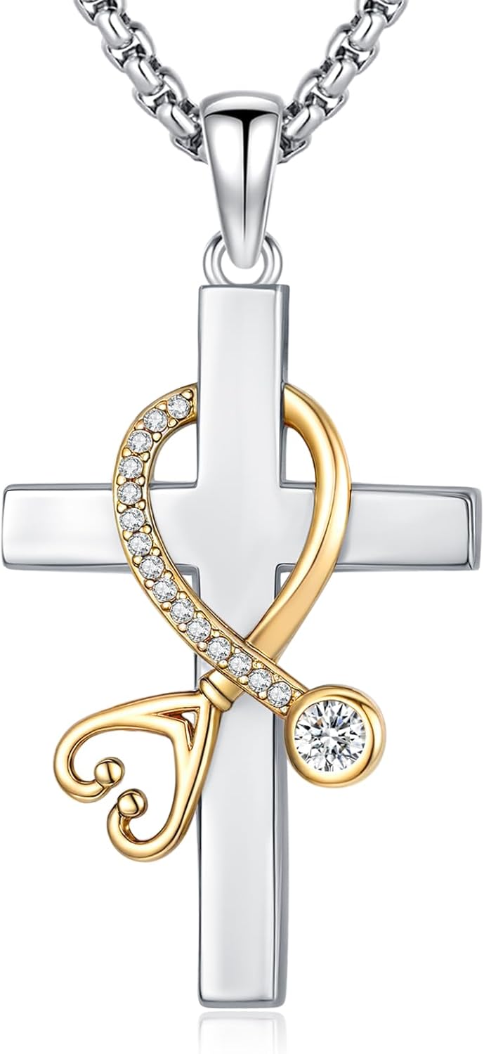 LOOVE Celtic Cross Tree of Life Necklace for Women Sterling Silver Thor Hammer Tree of Life Pendant Irish Knot Cross Amulet Tree of Life Jewelry