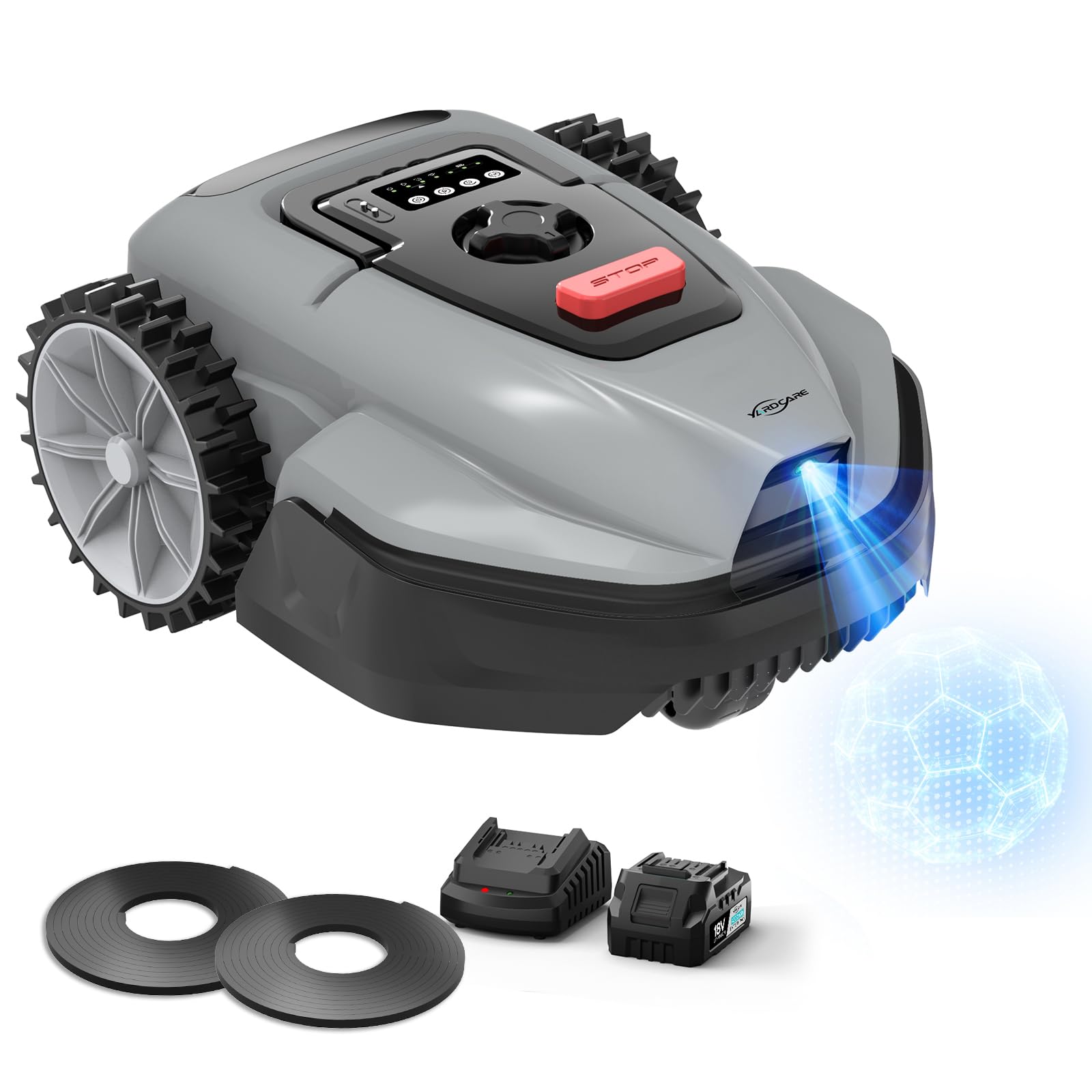 YARDCARE V3 Robot cortacésped sin cable de limitación, robot cortacésped con peine de hierba