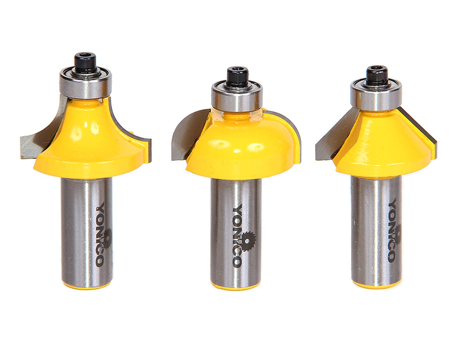 Yonico13311 3/8" 3 Bit Edge Forming Router Bit Set 1/2" Shank