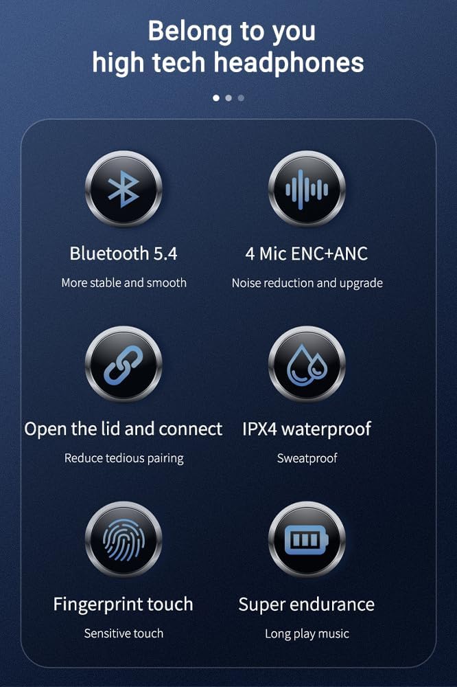 Wireless Earbuds Bluetooth 5.4 Headphones in Ear Buds, True ANC+ENC Noise Cancelling Earbuds, HiFi Stereo Deep Bass Earphones for Sports/Workout-Purple - Image 8