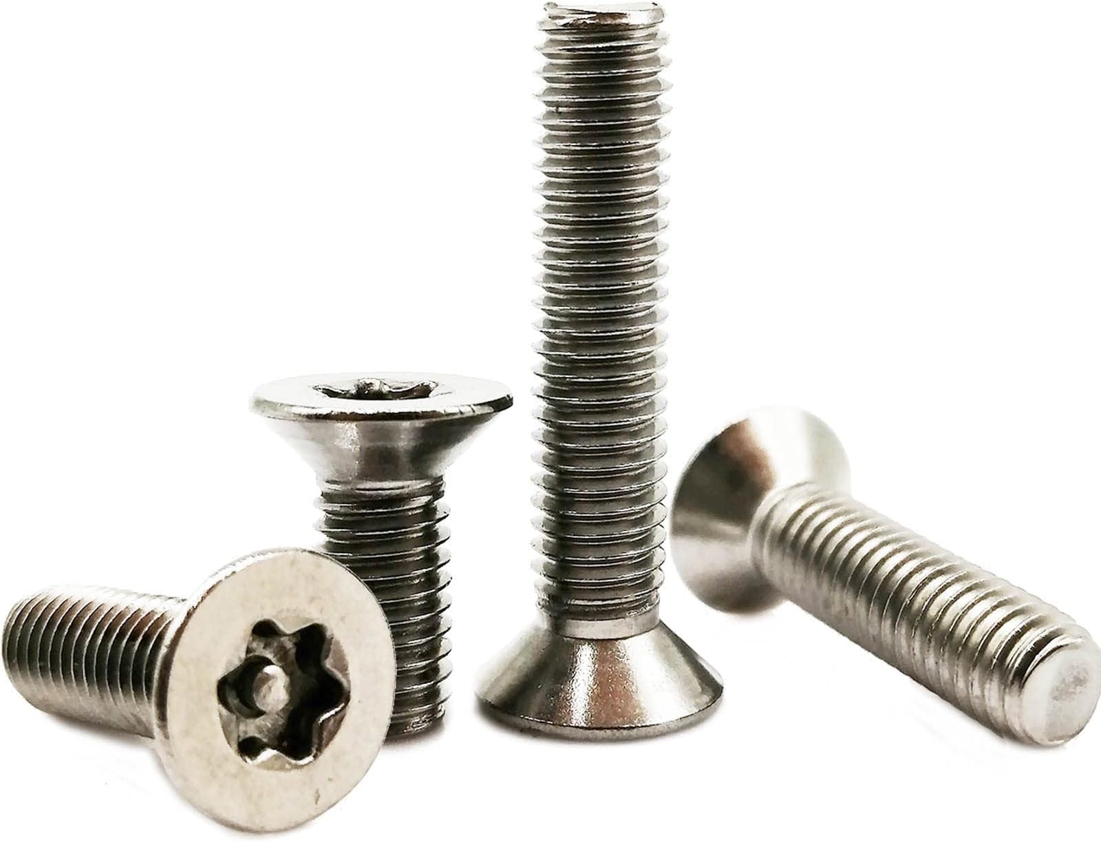 TOOLAE - M2 M2.5 M3 M4 M5 M6 M8 M10 M12 304 Stainless Steel Torx Flat Countersunk Head with Column Pin Tamper Proof Security Bolt Screw (50pcs M3)