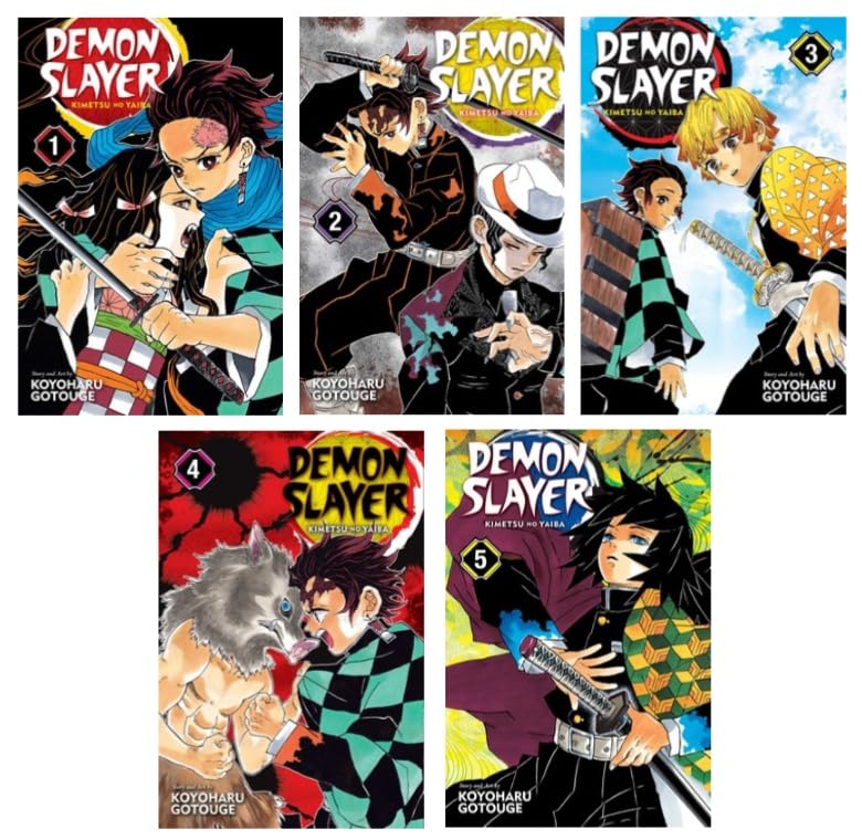 Demon Slayer: Kimetsu no Yaiba Manga Series 5-Book Collection Set I (Vol.1 to Vol.5) - Epic Taisho‑Era Adventure, Family Bond & Demonic Battles      Paperback – June 9, 2025