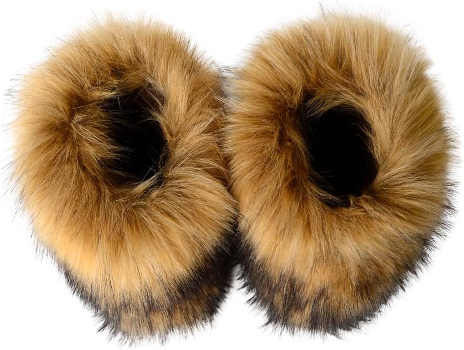 Eosxrp Furry Faux Fur Boots Women's Winter Shoes Woman Fluffy Warm Snow Boots Mid-Calf Comfortable Outdoor Flat