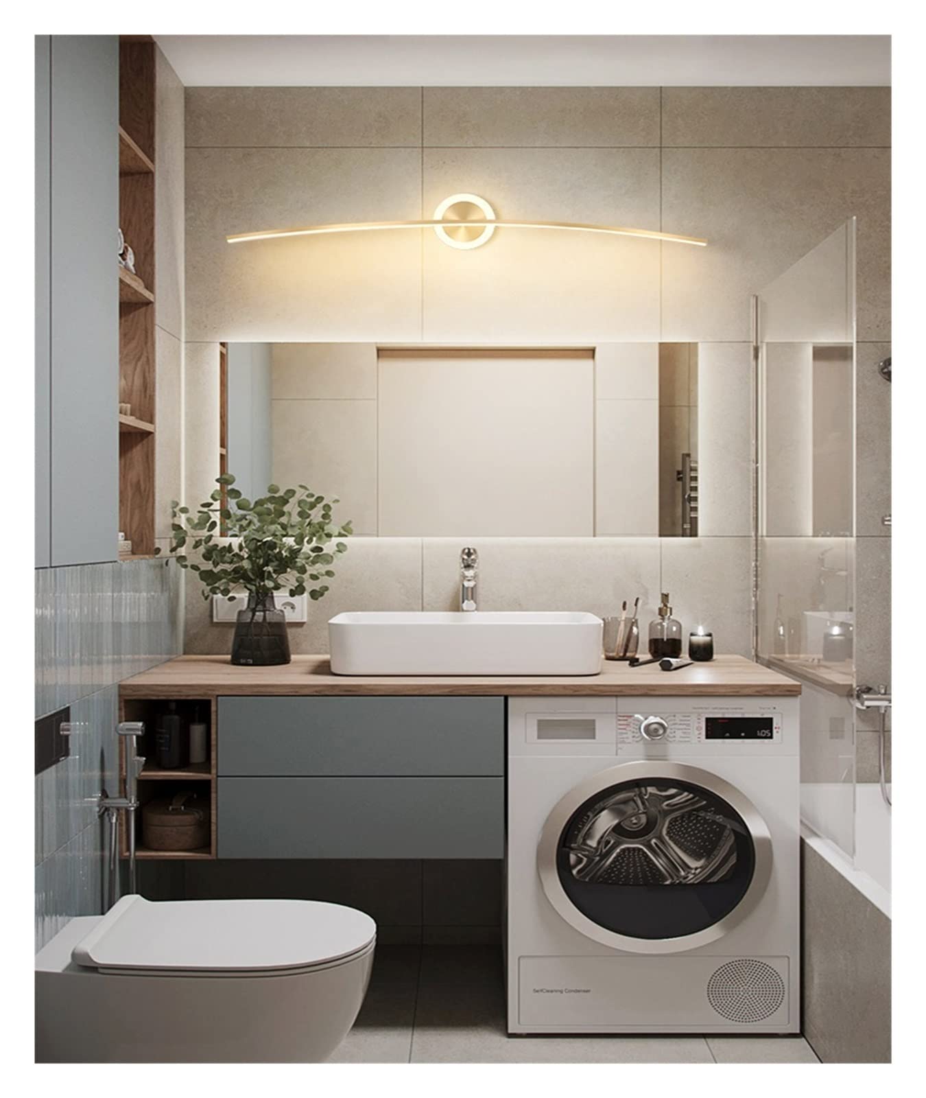 Światło obrazu z pilotem Reflektor Lekki Luksusowy Minimalistyczny Złota Linia Łazienka Toaleta Led Light Prosta Nowoczesna Komoda Wypełnij Światło Bezprzewodowe oświetlenie LED do malowania w pomie (