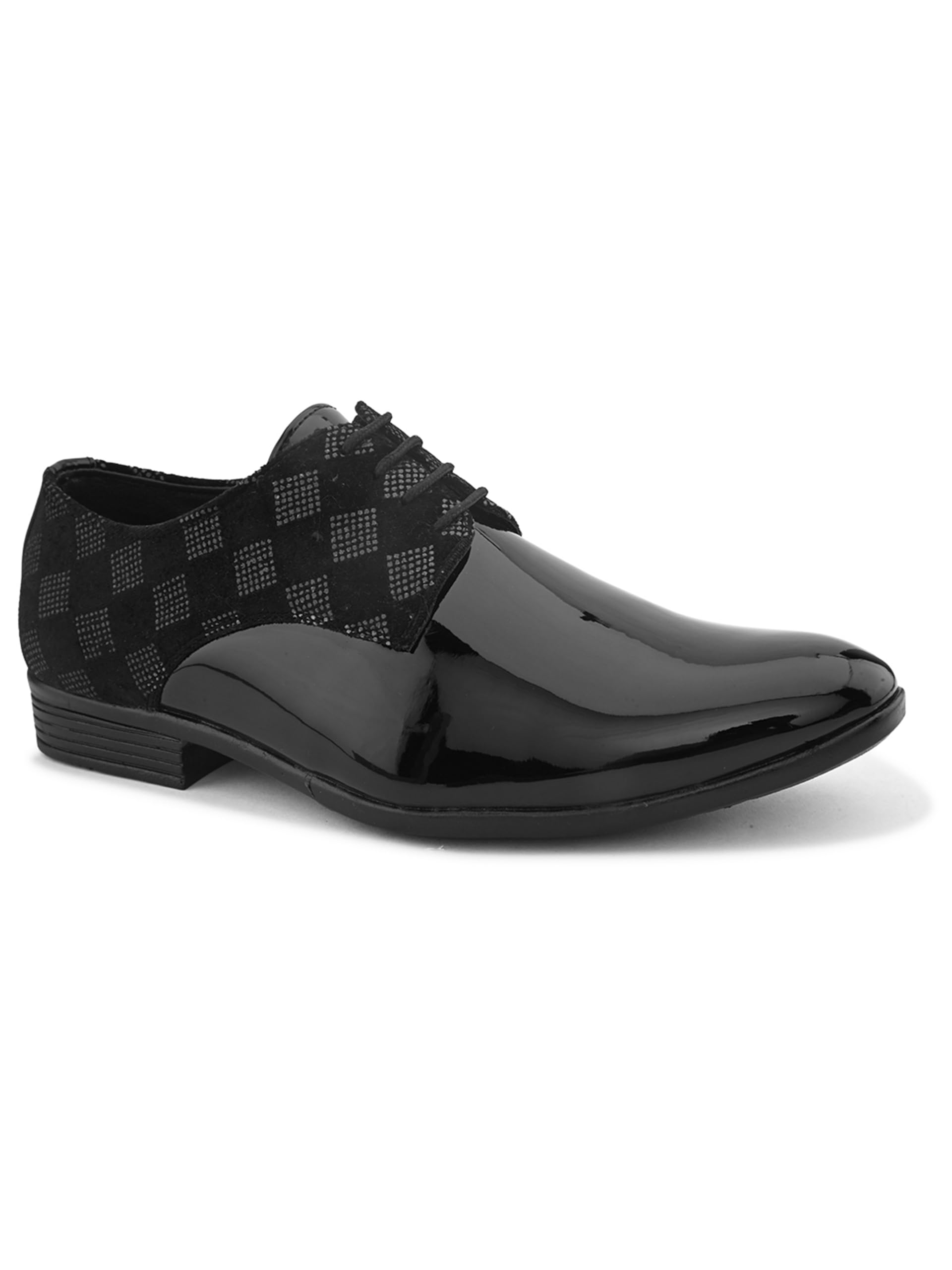 Mens Velourcheck Lace-Up Shoes – Glossy Formal Shoes with Suede Check Design for Weddings, Office-image-41