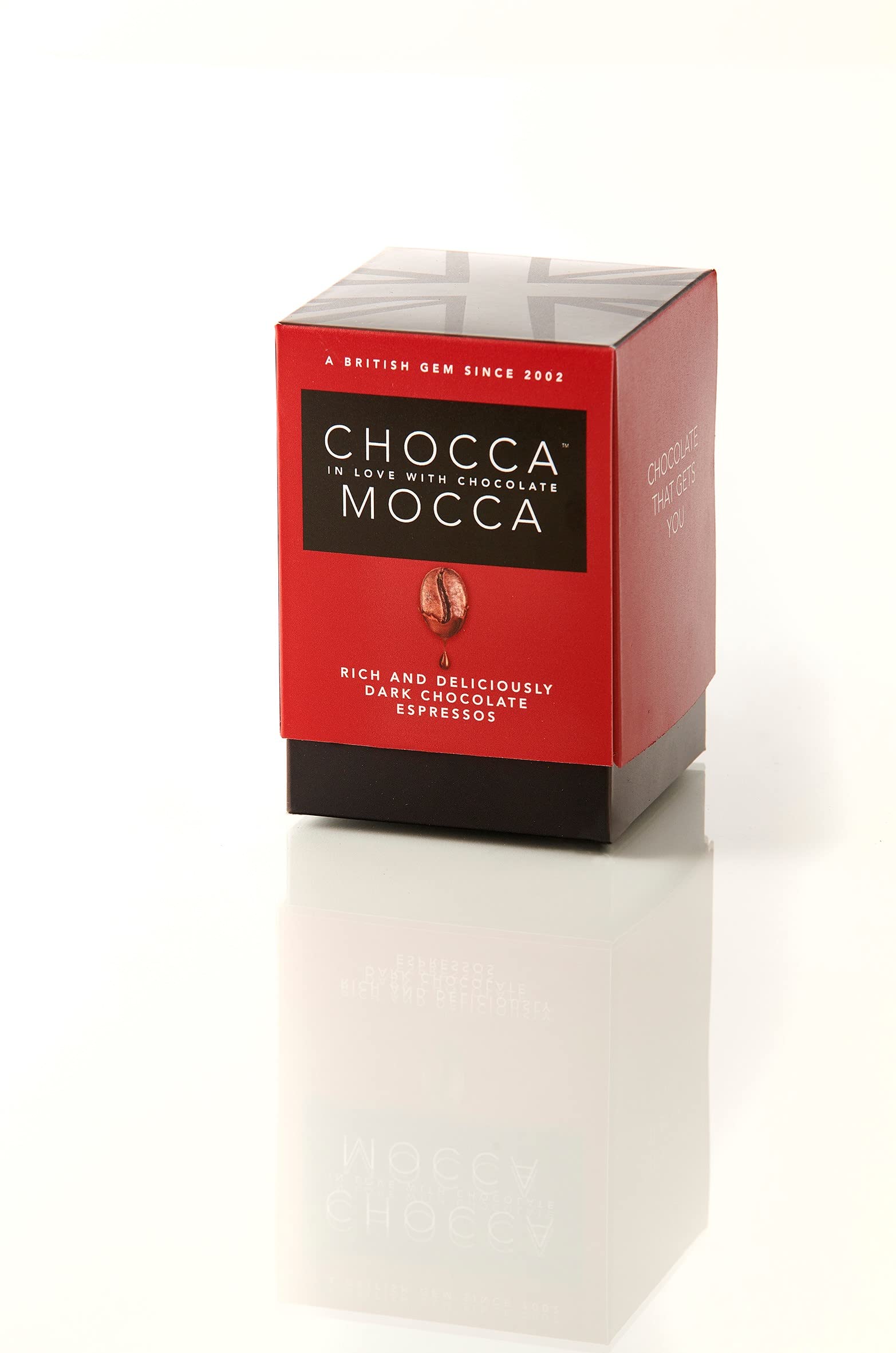 Chocca Mocca- Dark Chocolate Espressos Chocolate Box Cube 110g, Aromatic Coffee Beans Smothered in Dark Chocolate, Deliciously indulgent Treat, Great Gift, Luxurious Quality Made in Great Britain