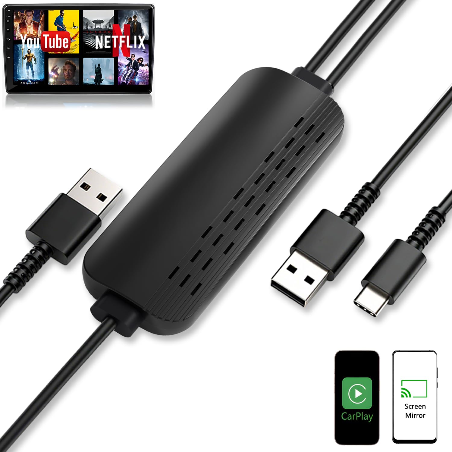 Amazon.com: Car Screen Mirroring Adapter with Wireless CarPlay