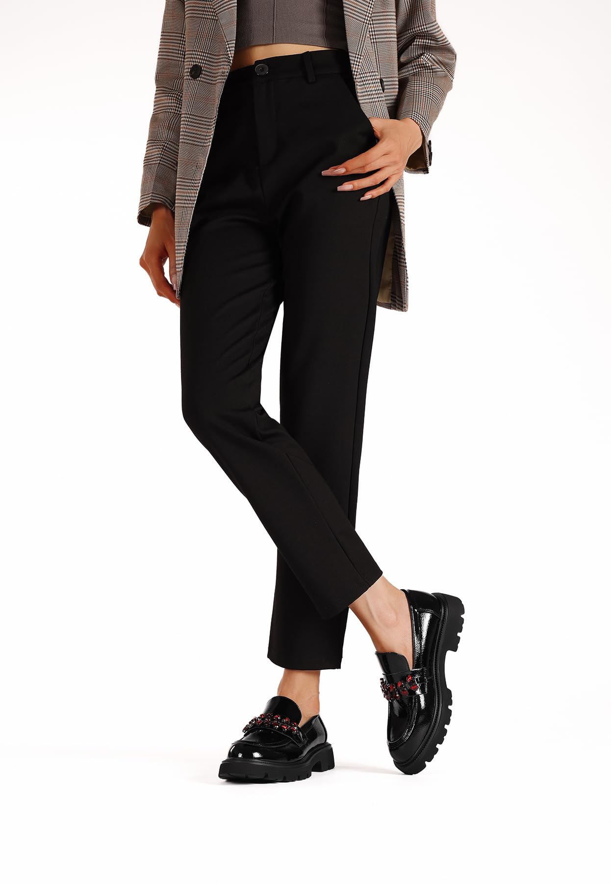 QUEEN HELENA Damskie mokasyny z kryształkami na co dzień eleganckie buty X31-49