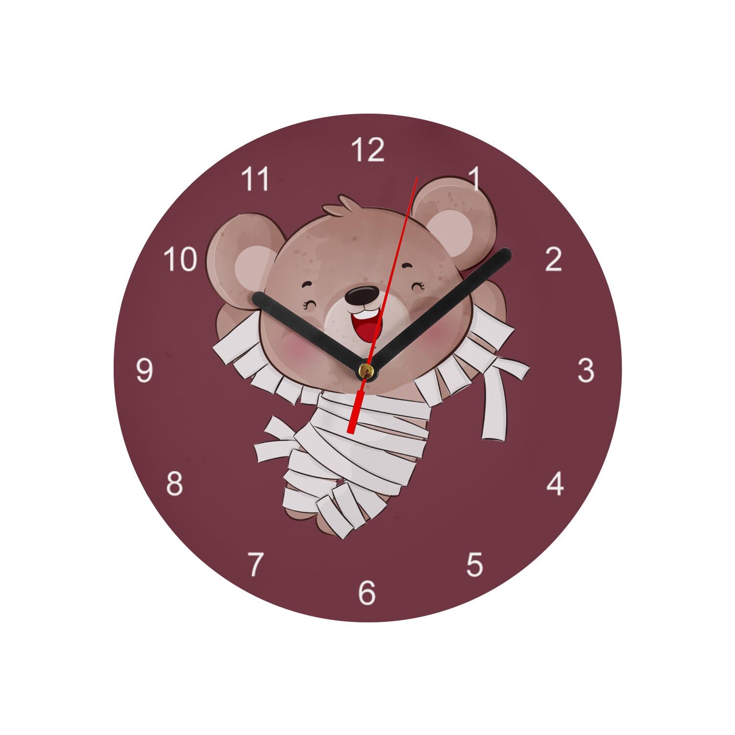 Horloge Murale en Verre Fabulous Cadeau Halloween Enfant Ourson Mignon