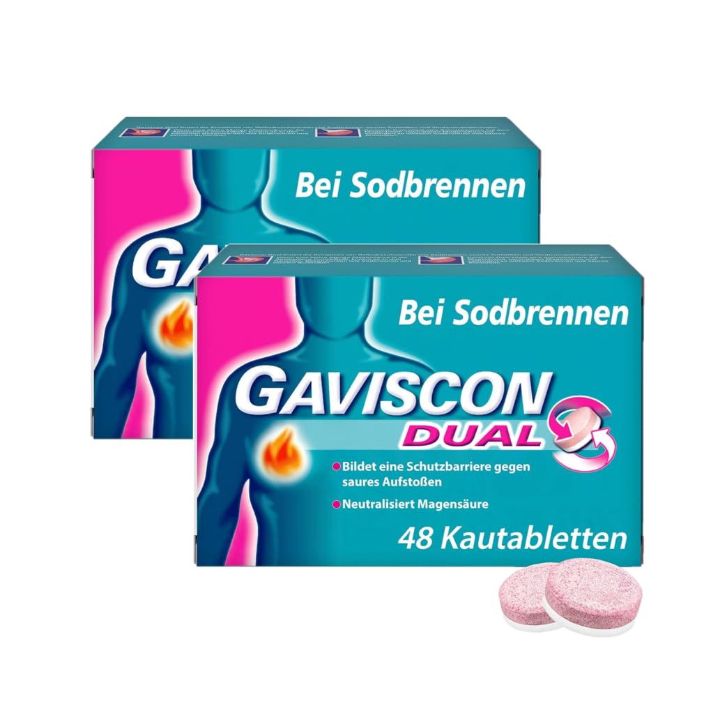 Sparset Gaviscon Dual 250 mg - 106,5 mg - 187,5 mg 2 x 48 Kautabletten