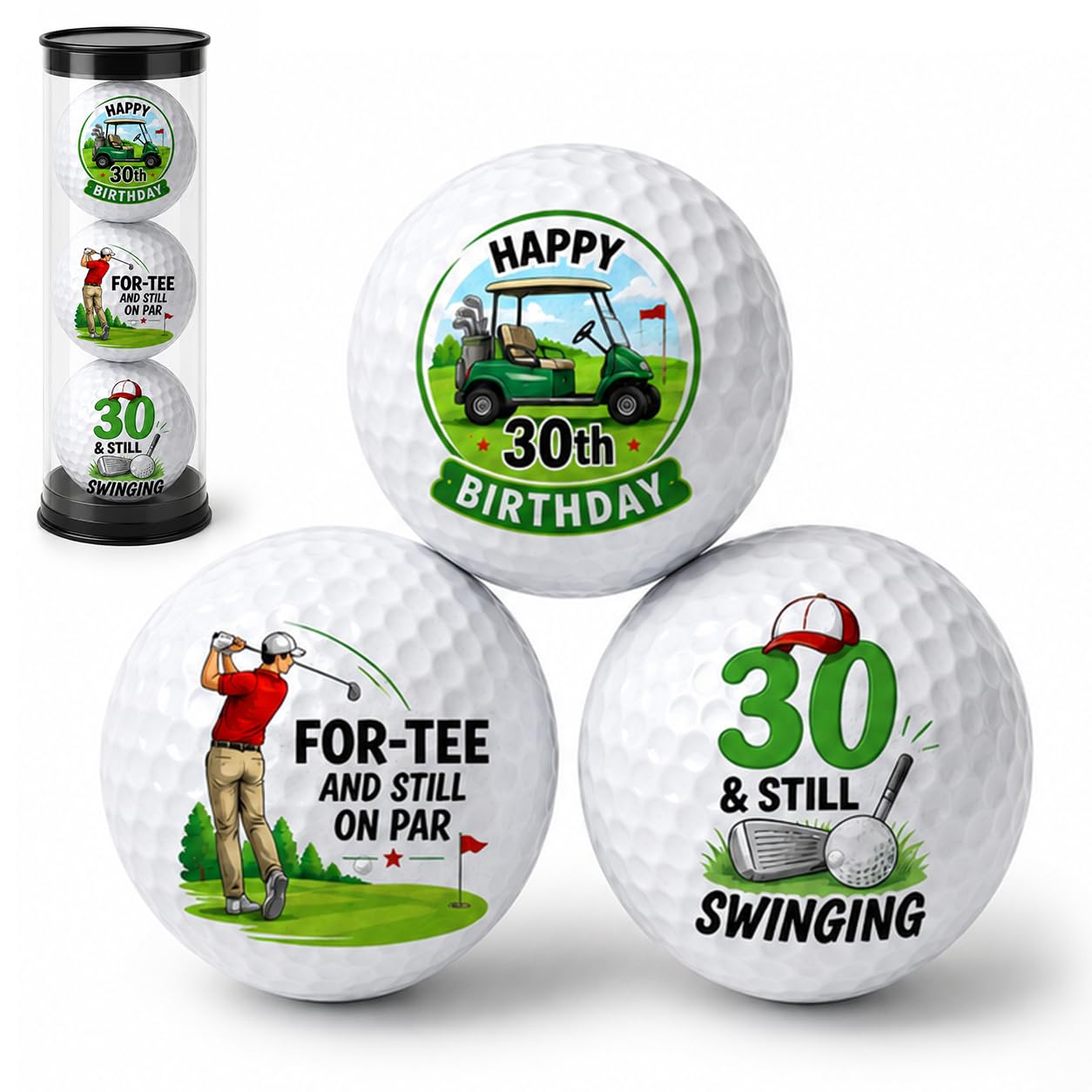 3 Pcs Personalised Golf Balls, Unique 30th Birthday Gift for Men Golf Lover