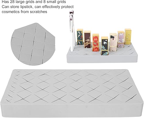 Miniatura 2 de Organizador minimalista de lápiz labial, caja de almacenamiento de maquillaje de silicona, 36 rejillas, gris, belleza/maquillaje