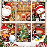 RITOSTA Weihnachten Aufkleber Fenster 128PCS Weihnachtsaufkleber Kinder Weihnachtsmann Elch Doppelseitiger Druck Weihnachts Fensterbilder Wandaufkleber Statische Weihnachten Dekoration