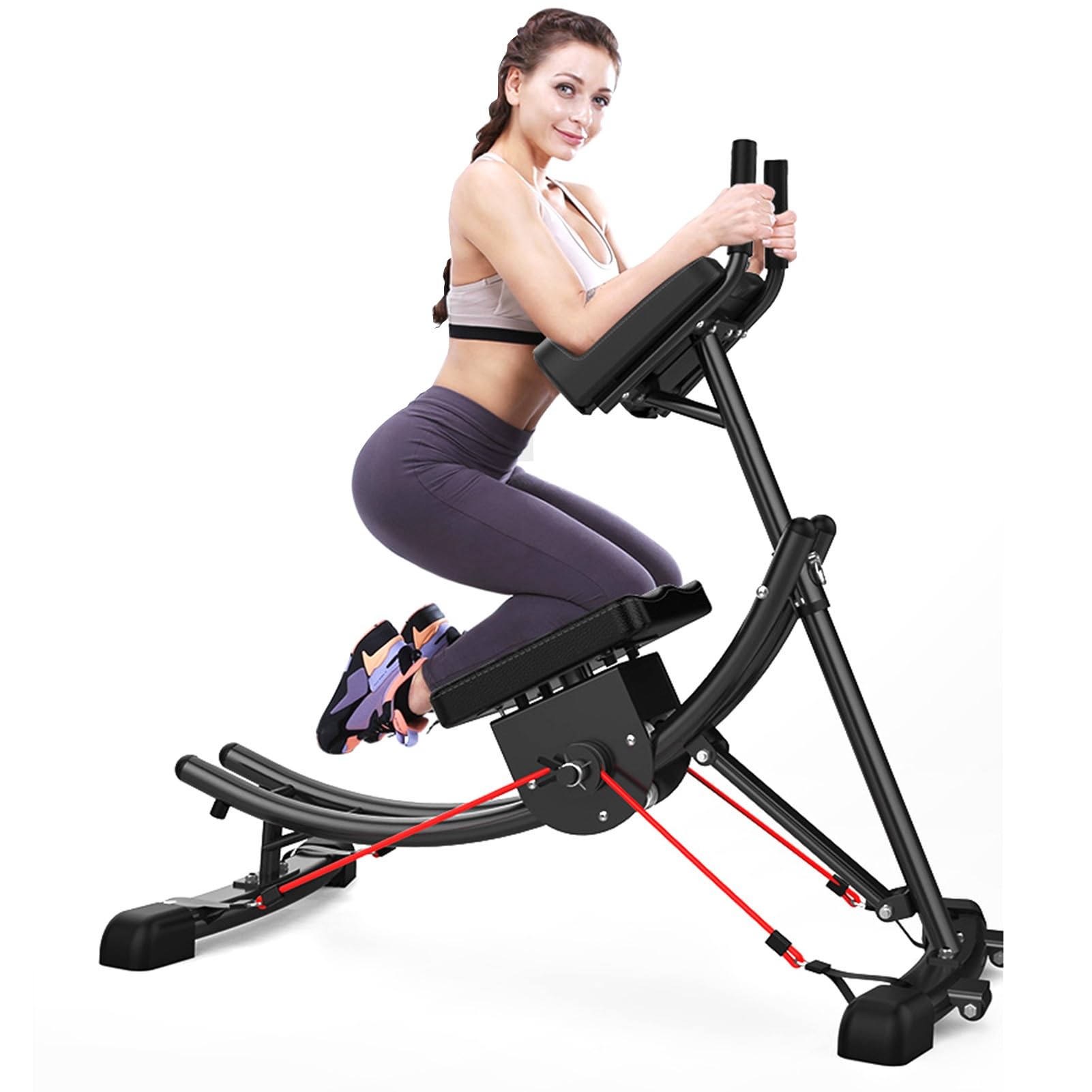 RIEJIN Abdominal Trainer, Foldable Ab Vertical 5 Minute Shaper, Fitness Equipment Vertical, Round Waist Trainer, Power Plank